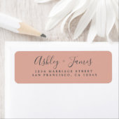 Elegant Script Dusty Pink Wedding Return Address Etiket (Insitu)
