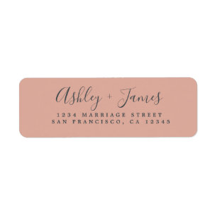 Elegant Script Dusty Pink Wedding Return Address Etiket