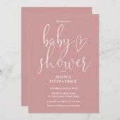 Elegant Script Dusty Roos Roze Baby shower Kaart (Voorkant / Achterkant)