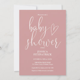Elegant Script Dusty Roos Roze Baby shower Kaart