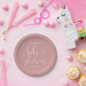 Elegant Script Dusty Roos Roze Baby shower Papieren Bordje (Feest)