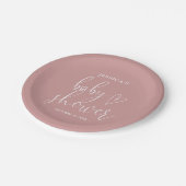 Elegant Script Dusty Roos Roze Baby shower Papieren Bordje (Gekanteld)