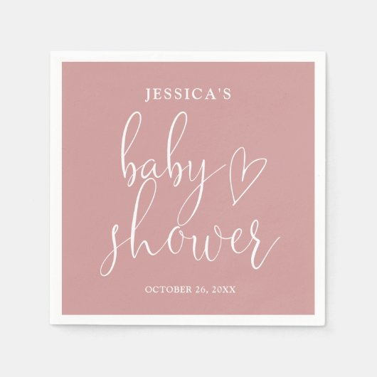 Elegant Script Dusty Roos Roze Baby shower Servet (Voorkant)