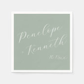 Elegant Script Dusty Sage Green Wedding Custom  Servet (Voorkant)