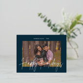 Elegant Script Echte Folie Vakantie Foto Briefkaar Folie Uitnodiging Briefkaart (Staand Voorkant)