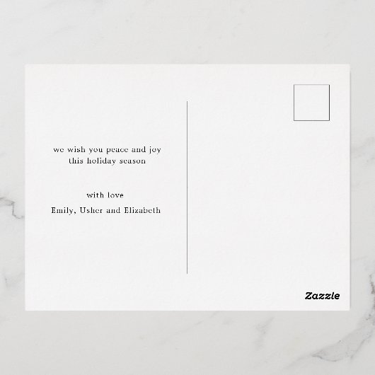 Elegant Script Echte Folie Vakantie Foto Briefkaar Folie Uitnodiging Briefkaart (Achterkant)