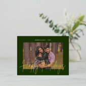 Elegant Script Echte Folie Vakantie Foto Briefkaar Uitnodiging Briefkaart (Staand Voorkant)