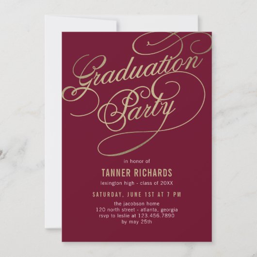 Elegant Script EDITABLE COLOR Afstuderen Kaart (Voorkant)