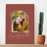 Elegant script | Een betere combinatie van familie Canvas Afdruk<br><div class="desc">Moderne manuscriptlezing ALTIJD BETER SAMEN onder uw familiefoto in een elegante omgezette boog die door spruce takken wordt omringd. Warm verbrand oranje aardtonen als achtergrond.</div>