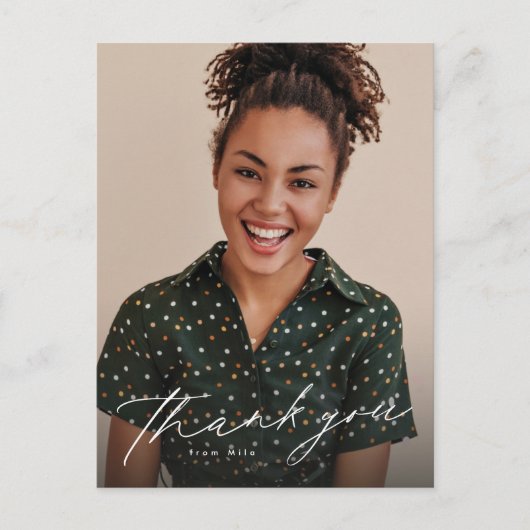Elegant script een foto afstuderen dank u briefkaart (Voorkant)