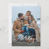 Elegant script één foto verticaal feestdagenkaart (Voorkant)