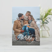 Elegant script één foto verticaal feestdagenkaart (Staand voorkant)