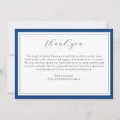 Elegant Script Eenvoudig Blauw Uitvaart Dank u Kaa Kaart (Voorkant)