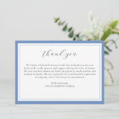 Elegant Script Eenvoudig Blauw Uitvaart Dank u Kaa Kaart (Staand voorkant)