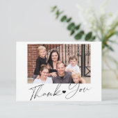 Elegant script eenvoudig foto gepersonaliseerd bedankkaart (Staand voorkant)
