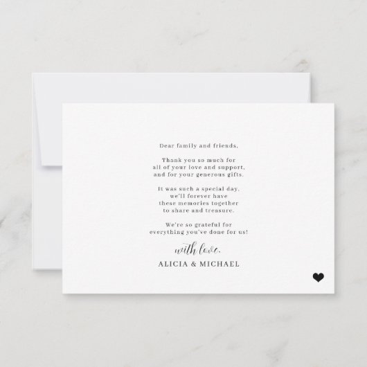 Elegant script eenvoudig foto gepersonaliseerd bedankkaart (Achterkant)