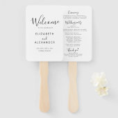 Elegant Script Eenvoudig Huwelijksceremonie Progra Handwaaier (Voorkant en achterkant)