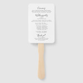 Elegant Script Eenvoudig Huwelijksceremonie Progra Handwaaier (Achterkant)