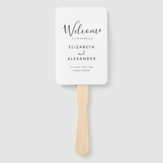 Elegant Script Eenvoudig Huwelijksceremonie Progra Handwaaier (Voorkant)