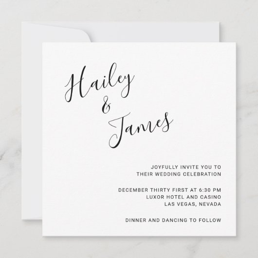 Elegant Script Eenvoudig Minimaal Modern Bruiloft Kaart (Voorkant)