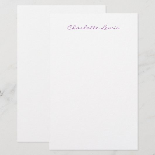 Elegant Script Eenvoudig Moderne Minimalist Briefpapier (Voorkant / Achterkant)