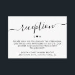 Elegant Script Eenvoudig Monogram Bruiloft Recepti Informatiekaartje<br><div class="desc">Eenvoudige minimalistische Elegante Hand Lettered Script Zwart-wit bruiloft Receptie Kaart. Met de naam van het paar met een liefdeshart motief.</div>