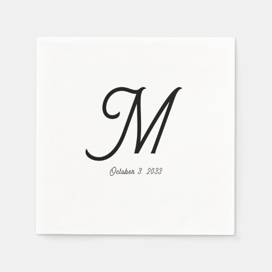 Elegant Script Eenvoudig Monogram Bruiloft Servet (Voorkant)