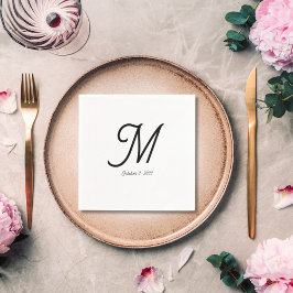 Elegant Script Eenvoudig Monogram Bruiloft Servet