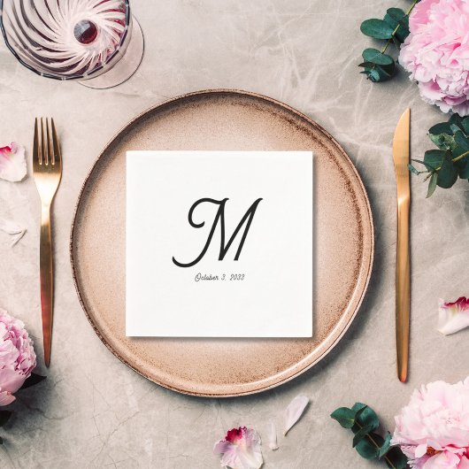 Elegant Script Eenvoudig Monogram Bruiloft Servet
