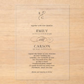 Elegant Script Eenvoudig Monogram Logo Modern Wedd Acryl Uitnodigingen (Voorkant)