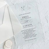Elegant Script Eenvoudig Monogram Logo Modern Wedd Acryl Uitnodigingen