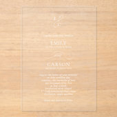 Elegant Script Eenvoudig Monogram Moderne bruiloft Acryl Uitnodigingen (Voorkant)