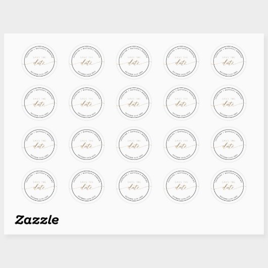 Elegant script, eenvoudig Save the Date envelop ze Ronde Sticker (Vel)