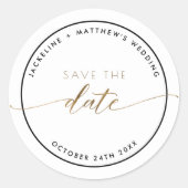 Elegant script, eenvoudig Save the Date envelop ze Ronde Sticker (Voorkant)