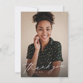 Elegant script eenvoudig twee foto afstuderen bedankkaart