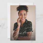 Elegant script eenvoudig twee foto afstuderen kaart (Voorkant)