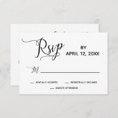 Elegant Script Eenvoudig Zwart Wit Bruiloft RSVP (Voorkant / Achterkant)