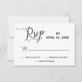 Elegant Script Eenvoudig Zwart Wit Bruiloft RSVP Kaartje (Voorkant)