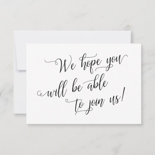 Elegant Script Eenvoudig Zwart Wit Bruiloft RSVP Kaartje (Achterkant)