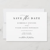 Elegant script eenvoudig zwart-wit bruiloft save the date (Voorkant)