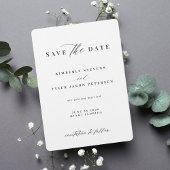 Elegant script eenvoudig zwart-wit bruiloft save the date