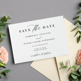 Elegant script eenvoudig zwart-wit bruiloft save the date