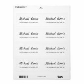 Elegant Script Eenvoudig Zwart & Wit Minimalistisc Etiket (Full Sheet)