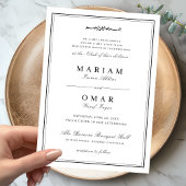 Elegant Script Eenvoudig Zwart Wit Moslim Bruiloft Kaart
