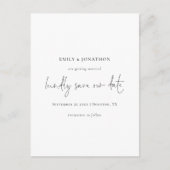 Elegant Script Eenvoudig Zwart Wit Sla de datum op Uitnodiging Briefkaart (Voorkant)