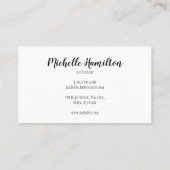 Elegant Script Eenvoudig zwart-wit Visitekaartje (Achterkant)