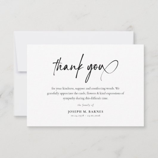 Elegant script Eenvoudige begrafenis Bedankkaart (Voorkant)