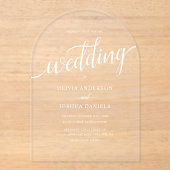 Elegant script Eenvoudige bruiloft acryl uitnodigi Acryl Uitnodigingen (Voorkant)