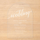 Elegant script Eenvoudige bruiloft acryl uitnodigi Uitnodigingen (Voorkant)