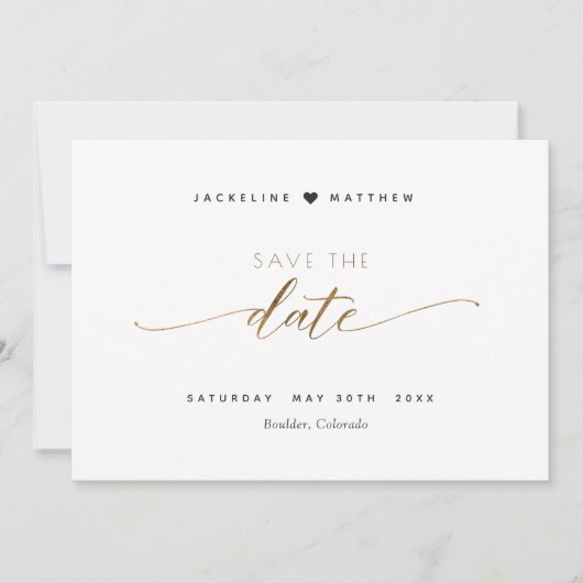 Elegant Script Eenvoudige bruiloft Opslaan van de Save The Date (Voorkant)